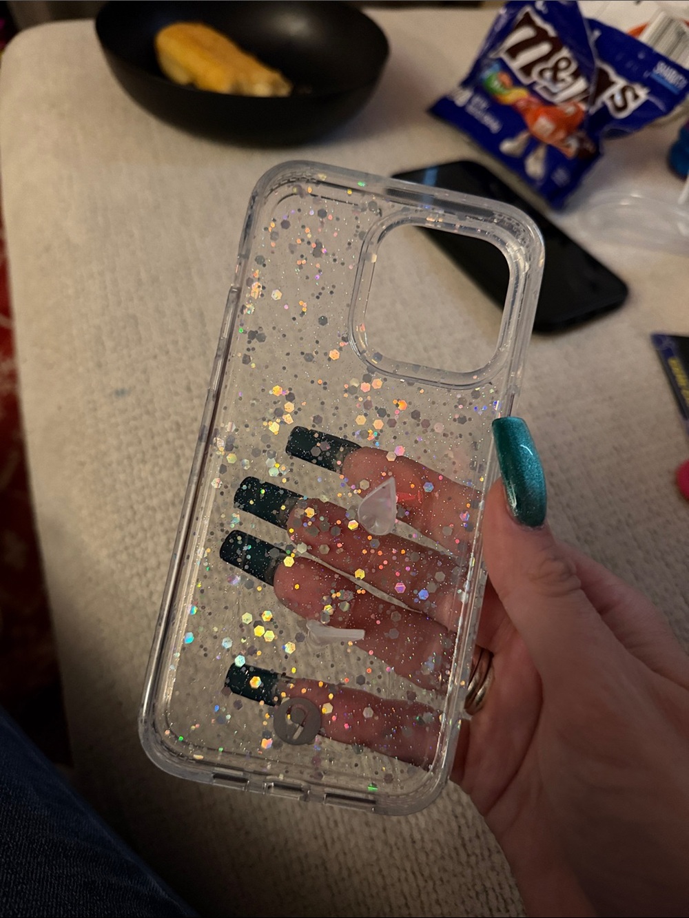 Loopy Case iPhone 15 ProMax clear glitter righty
